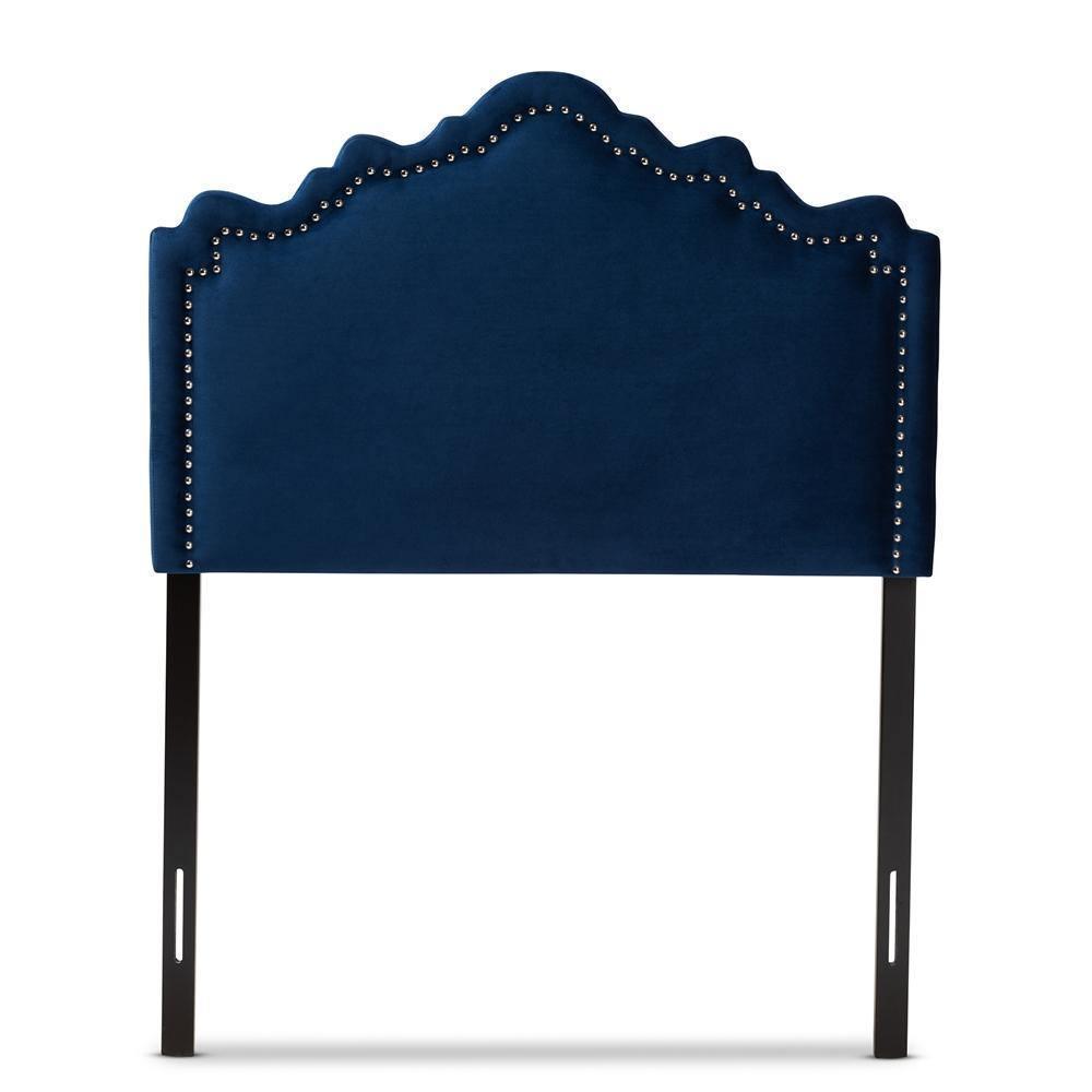 Nadeen Modern and Contemporary Navy Blue Velvet Fabric Upholstered Twin Size Headboard FredCo