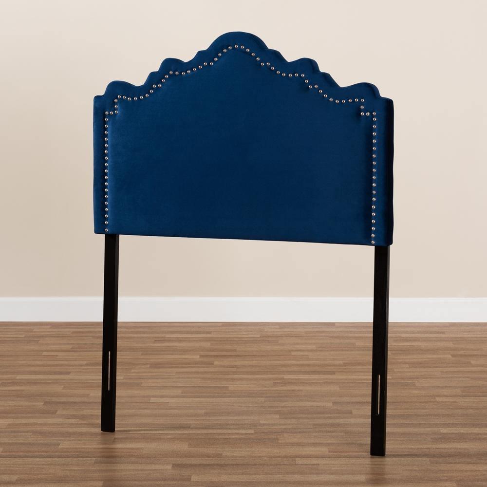 Nadeen Modern and Contemporary Navy Blue Velvet Fabric Upholstered Twin Size Headboard FredCo
