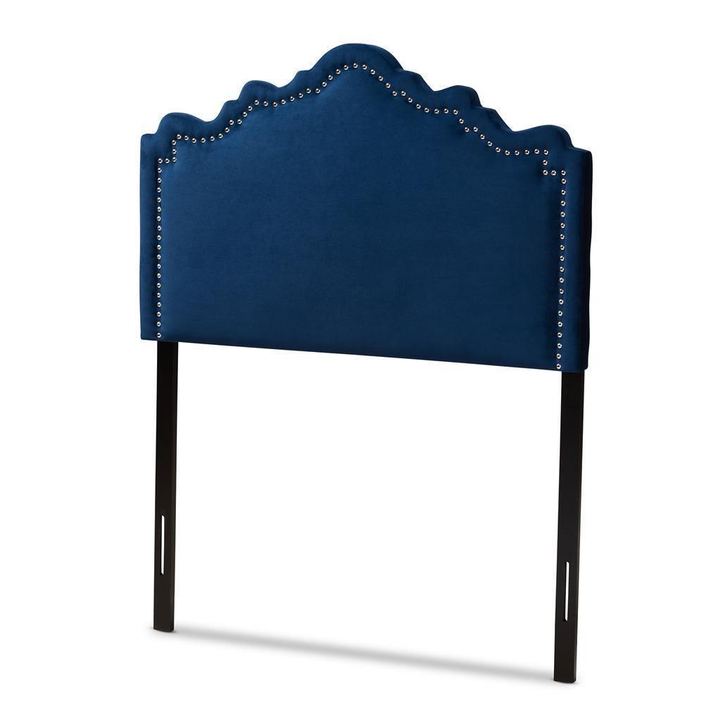 Nadeen Modern and Contemporary Navy Blue Velvet Fabric Upholstered Twin Size Headboard FredCo