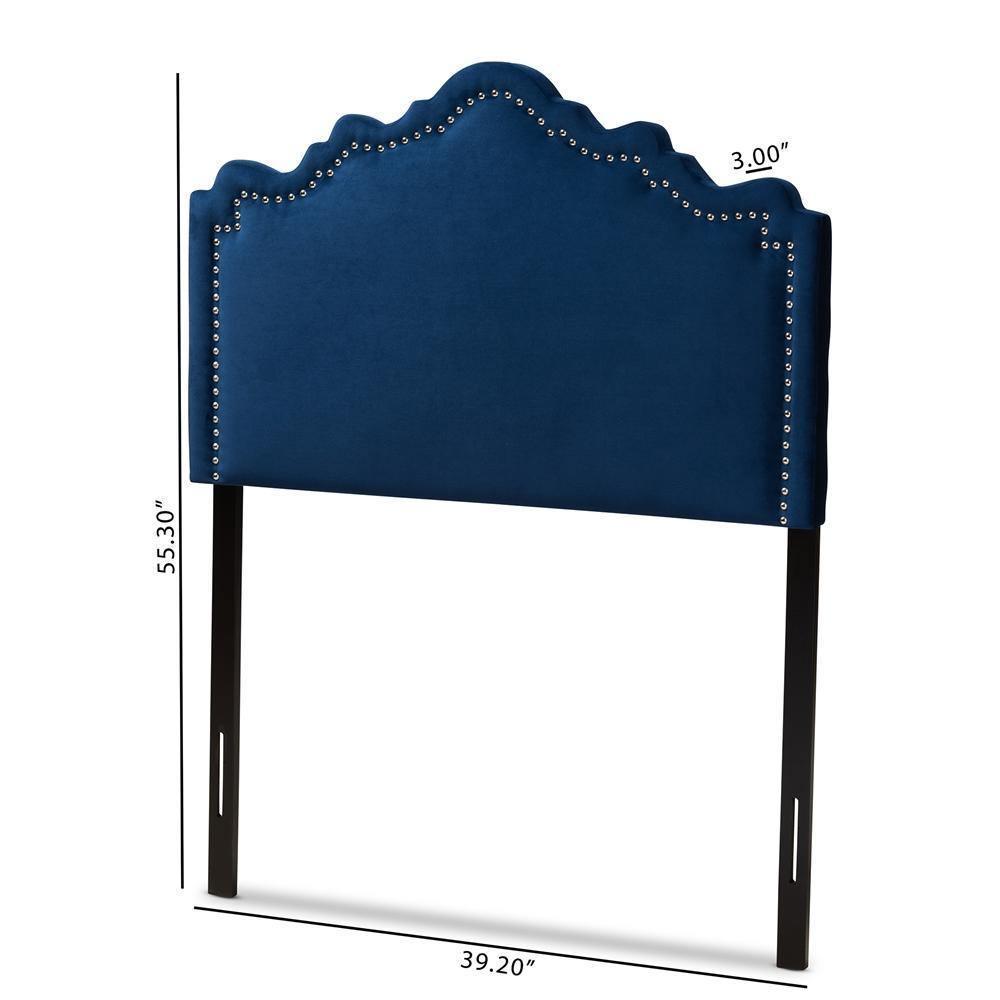 Nadeen Modern and Contemporary Navy Blue Velvet Fabric Upholstered Twin Size Headboard FredCo