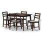 Nadine Modern and Contemporary Walnut-Finished Light Grey Fabric Upholstered 5-Piece Dining Set FredCo