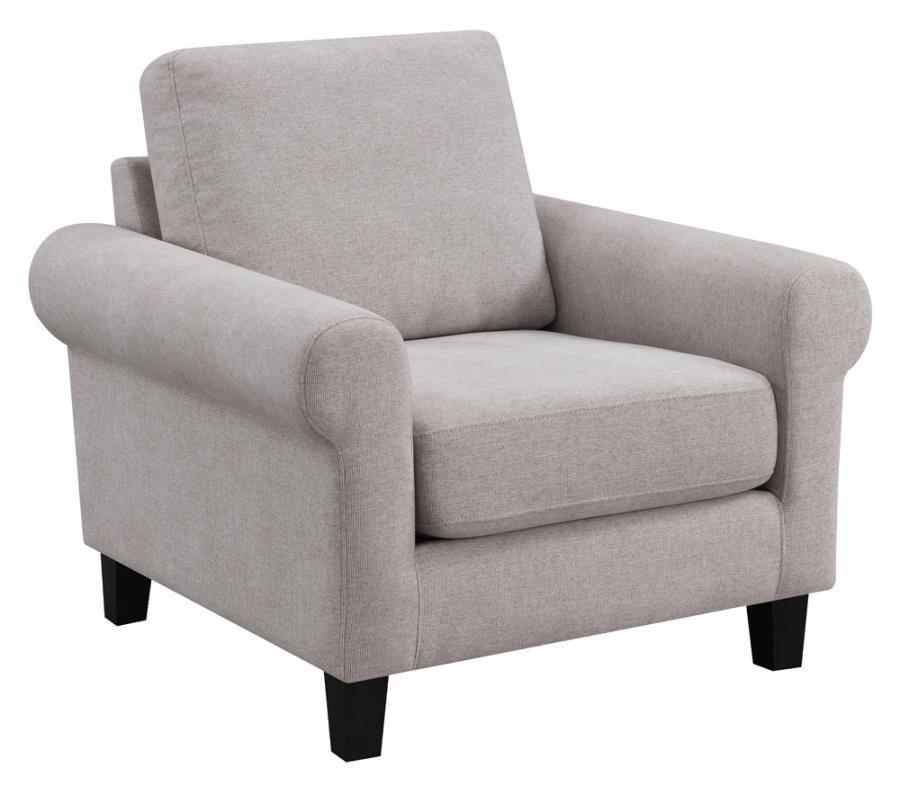 Nadine Upholstered Round Arm Living Room Set Oatmeal 509781-S3 Coaster FredCo