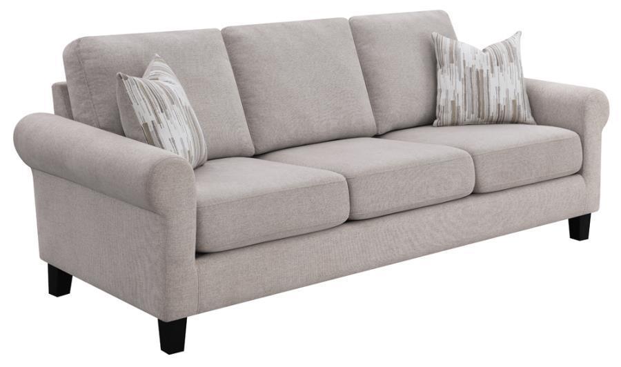 Nadine Upholstered Round Arm Living Room Set Oatmeal 509781-S3 Coaster FredCo