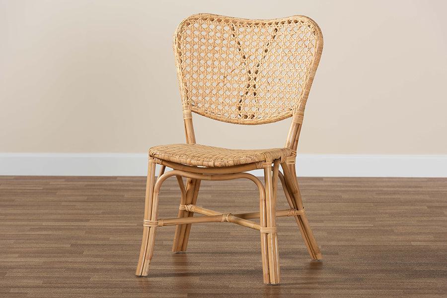 Nadira Modern Bohemian Natural Brown Finished Rattan Dining Chair FredCo
