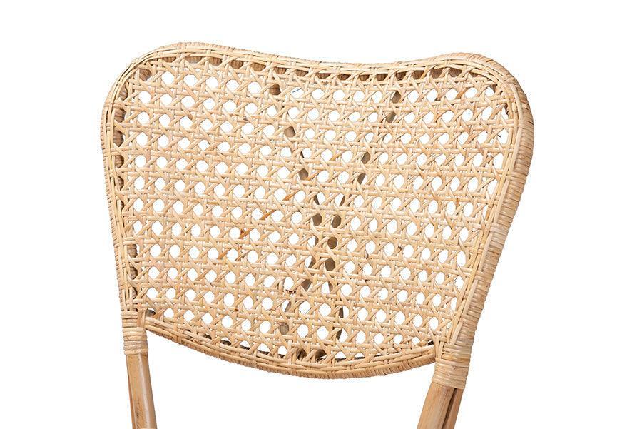 Nadira Modern Bohemian Natural Brown Finished Rattan Dining Chair FredCo
