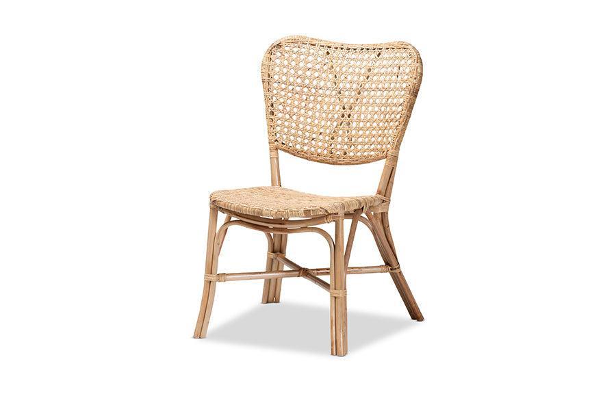 Nadira Modern Bohemian Natural Brown Finished Rattan Dining Chair FredCo