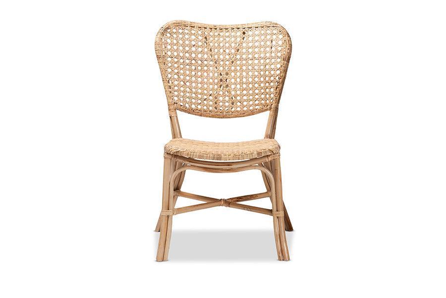Nadira Modern Bohemian Natural Brown Finished Rattan Dining Chair FredCo