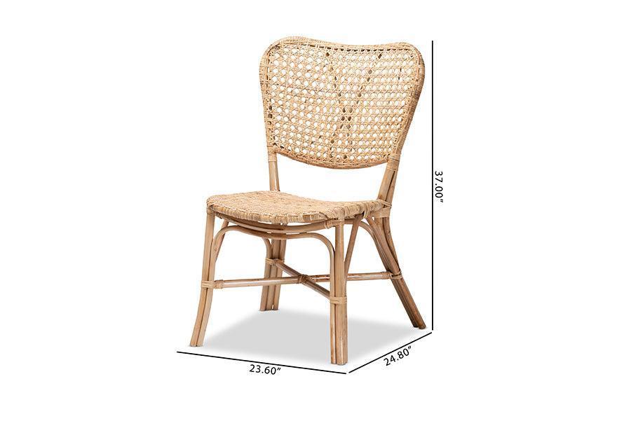 Nadira Modern Bohemian Natural Brown Finished Rattan Dining Chair FredCo