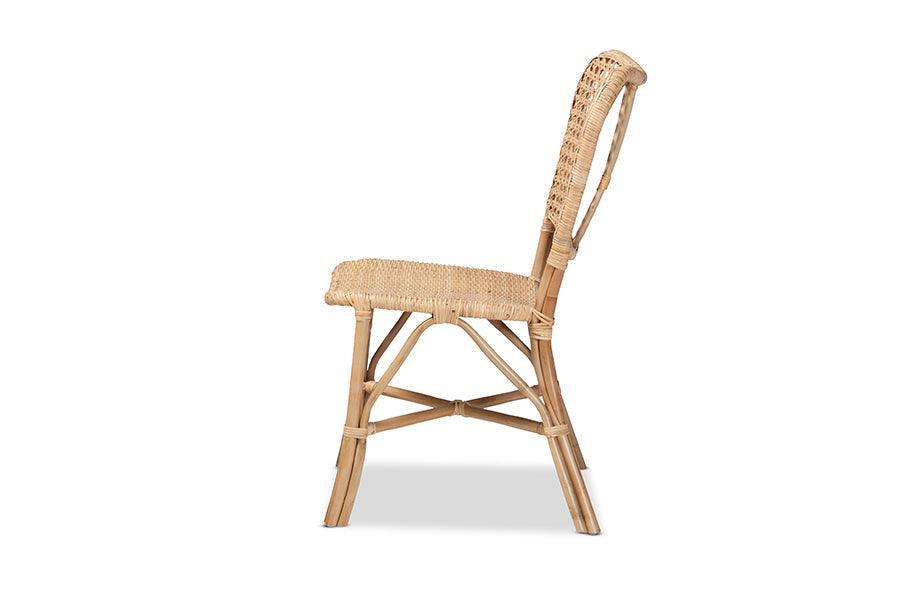 Nadira Modern Bohemian Natural Brown Finished Rattan Dining Chair FredCo