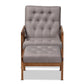 Naeva Mid-Century Modern Grey Fabric Upholstered Walnut Finished Wood 2-Piece Armchair and Footstool Set FredCo
