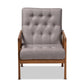 Naeva Mid-Century Modern Grey Fabric Upholstered Walnut Finished Wood Armchair FredCo