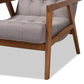 Naeva Mid-Century Modern Grey Fabric Upholstered Walnut Finished Wood Armchair FredCo