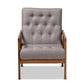 Naeva Mid-Century Modern Grey Fabric Upholstered Walnut Finished Wood Armchair FredCo