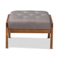 Naeva Mid-Century Modern Grey Fabric Upholstered Walnut Finished Wood Footstool FredCo