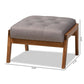 Naeva Mid-Century Modern Grey Fabric Upholstered Walnut Finished Wood Footstool FredCo