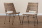 Nafaro Modern Bohemian Grey Natural Rattan Metal Dining Chair with Cushion 2-Piece Set FredCo