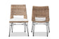 Nafaro Modern Bohemian Grey Natural Rattan Metal Dining Chair with Cushion 2-Piece Set FredCo
