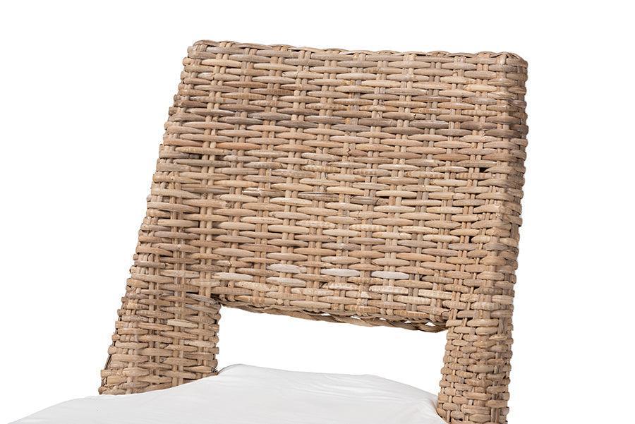 Nafaro Modern Bohemian Grey Natural Rattan Metal Dining Chair with Cushion 2-Piece Set FredCo