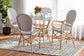 Naila Classic French Black and White Plastic and Natural Brown Rattan 5-Piece Dining Set FredCo
