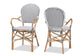 Naila Classic French Black and White Weaving and Natural Brown Rattan 2-Piece Dining Chair Set FredCo