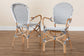 Naila Classic French Black and White Weaving and Natural Brown Rattan 2-Piece Dining Chair Set FredCo