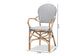 Naila Classic French Black and White Weaving and Natural Brown Rattan 2-Piece Dining Chair Set FredCo