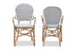Naila Classic French Black and White Weaving and Natural Brown Rattan 2-Piece Dining Chair Set FredCo