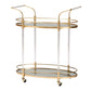 Nakano Contemporary Glam and Luxe Gold Metal and Mirrored Glass 2-Tier Wine Cart FredCo