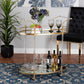 Nakano Contemporary Glam and Luxe Gold Metal and Mirrored Glass 2-Tier Wine Cart FredCo