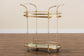 Nakano Contemporary Glam and Luxe Gold Metal and Mirrored Glass 2-Tier Wine Cart FredCo