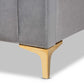 Nami Modern Contemporary Glam and Luxe Light Grey Velvet Fabric Upholstered and Gold Finished Queen Size Platform Bed FredCo