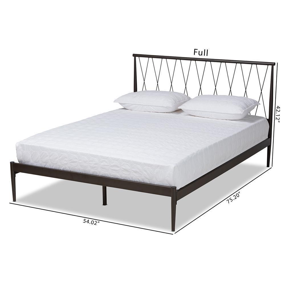 Nano Modern and Contemporary Black Finished Metal Queen Size Platform Bed FredCo