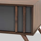 Naoki Modern and Contemporary Two-Tone Grey and Walnut Finished Wood 1-Drawer Coffee Table FredCo