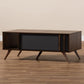 Naoki Modern and Contemporary Two-Tone Grey and Walnut Finished Wood 1-Drawer Coffee Table FredCo