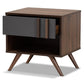 Naoki Modern and Contemporary Two-Tone Grey and Walnut Finished Wood 1-Drawer Nightstand FredCo