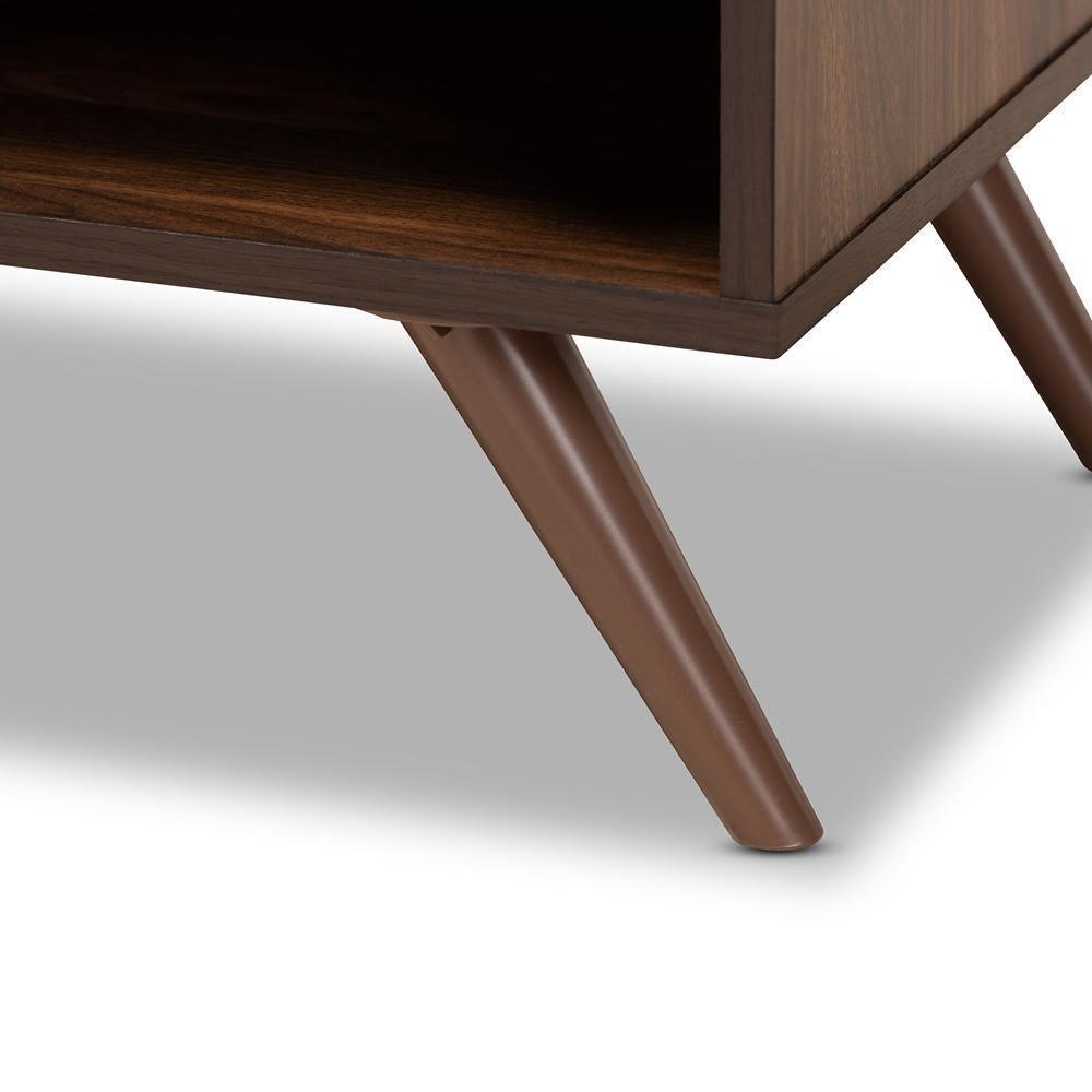 Naoki Modern and Contemporary Two-Tone Grey and Walnut Finished Wood 1-Drawer Nightstand FredCo