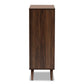 Naoki Modern and Contemporary Two-Tone Grey and Walnut Finished Wood 2-Door Shoe Cabinet FredCo