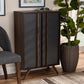 Naoki Modern and Contemporary Two-Tone Grey and Walnut Finished Wood 2-Door Shoe Cabinet FredCo