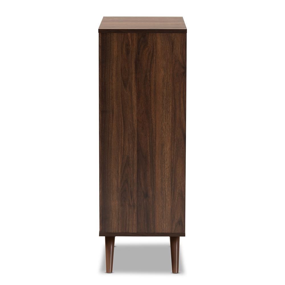 Naoki Modern and Contemporary Two-Tone Grey and Walnut Finished Wood 2-Door Shoe Cabinet FredCo