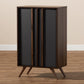 Naoki Modern and Contemporary Two-Tone Grey and Walnut Finished Wood 2-Door Shoe Cabinet FredCo