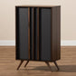 Naoki Modern and Contemporary Two-Tone Grey and Walnut Finished Wood 2-Door Shoe Cabinet FredCo