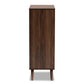 Naoki Modern and Contemporary Two-Tone Grey and Walnut Finished Wood 2-Door Shoe Cabinet FredCo