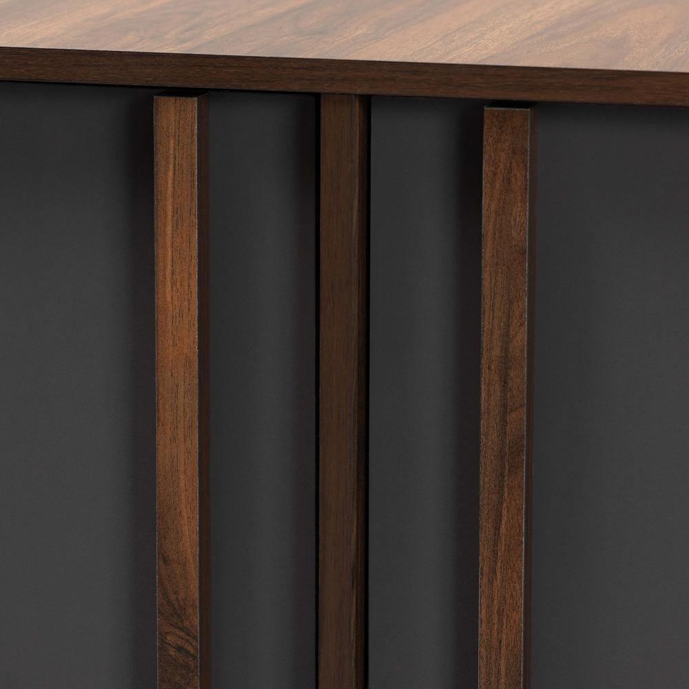 Naoki Modern and Contemporary Two-Tone Grey and Walnut Finished Wood 2-Door Shoe Cabinet FredCo