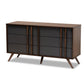 Naoki Modern and Contemporary Two-Tone Grey and Walnut Finished Wood 6-Drawer Bedroom Dresser FredCo