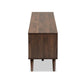 Naoki Modern and Contemporary Two-Tone Grey and Walnut Finished Wood TV Stand with Drop-Down Compartments FredCo
