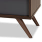 Naoki Modern and Contemporary Two-Tone Grey and Walnut Finished Wood TV Stand with Drop-Down Compartments FredCo