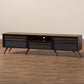 Naoki Modern and Contemporary Two-Tone Grey and Walnut Finished Wood TV Stand with Drop-Down Compartments FredCo