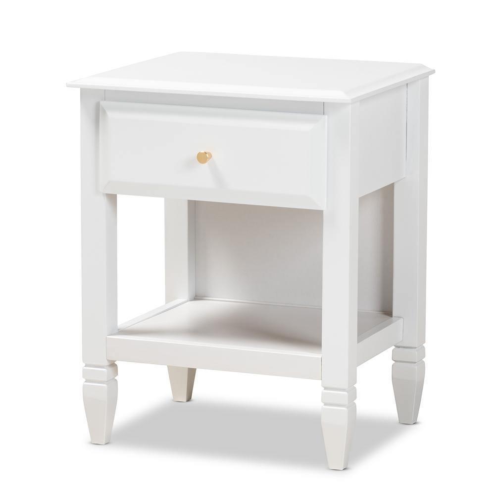 Naomi Classic and Transitional White Finished Wood 1-Drawer Bedroom Nightstand FredCo