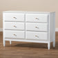 Naomi Classic and Transitional White Finished Wood 6-Drawer Bedroom Dresser FredCo