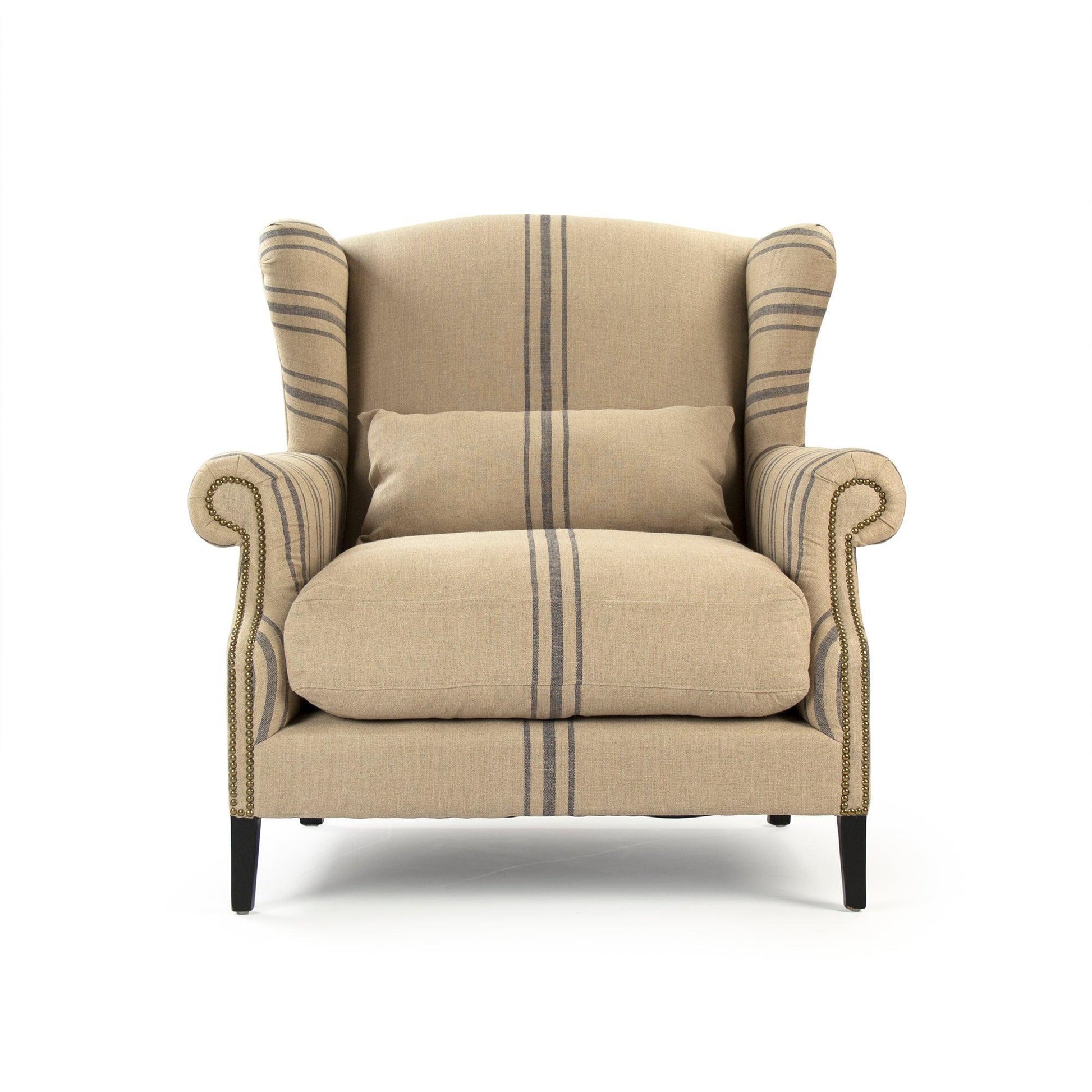 Napoleon Half Wingback Chair CF076 L002 A033 Blue Stripe FredCo